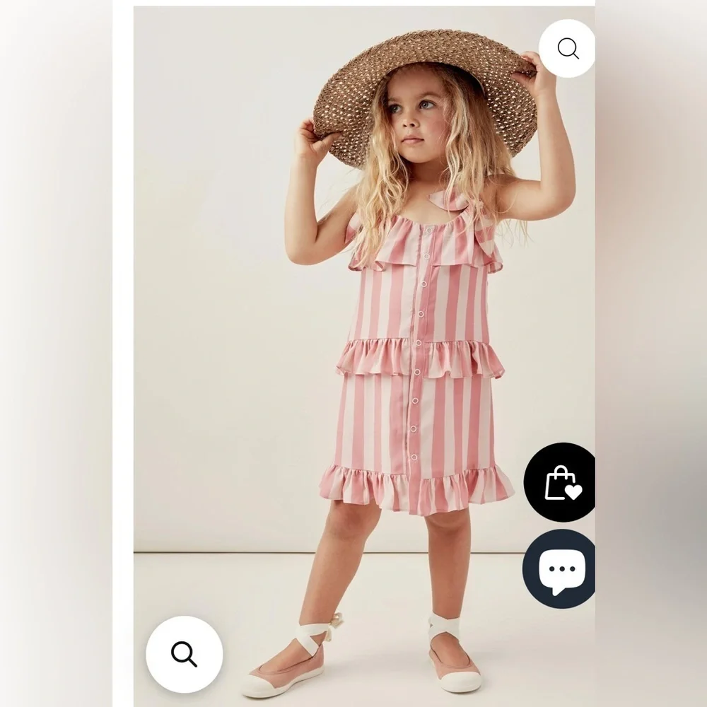 For Love And Lemons Pink Striped Kids Dress